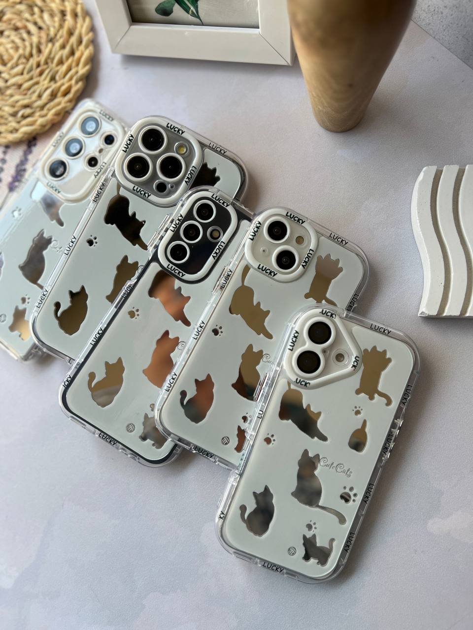 قاب آینه ای طرح گربه ای گوشی سامسونگ A12