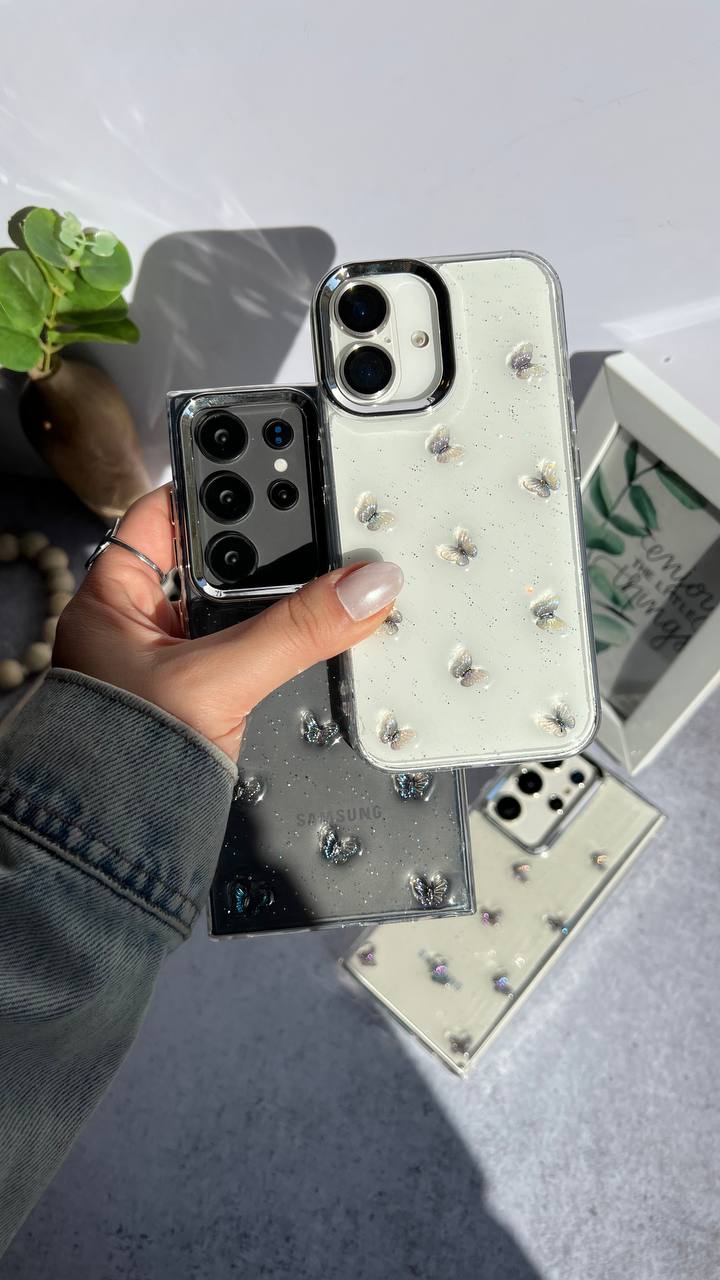 Clear 3D Butterfly Design Phone Case Samsung A52 phone