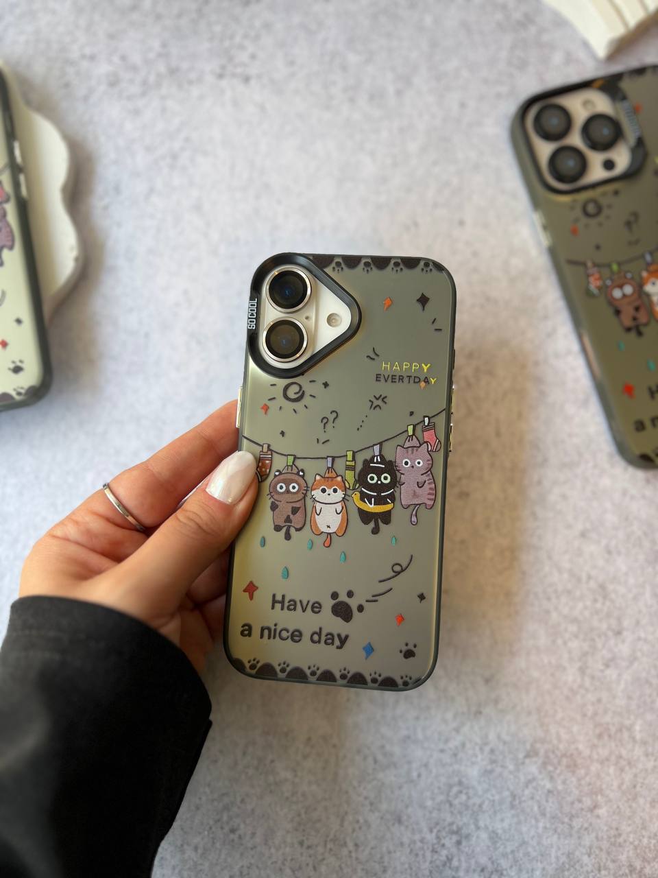 Sokool Hanging Cartoon Cats Design Phone Case Samsung A55 phone